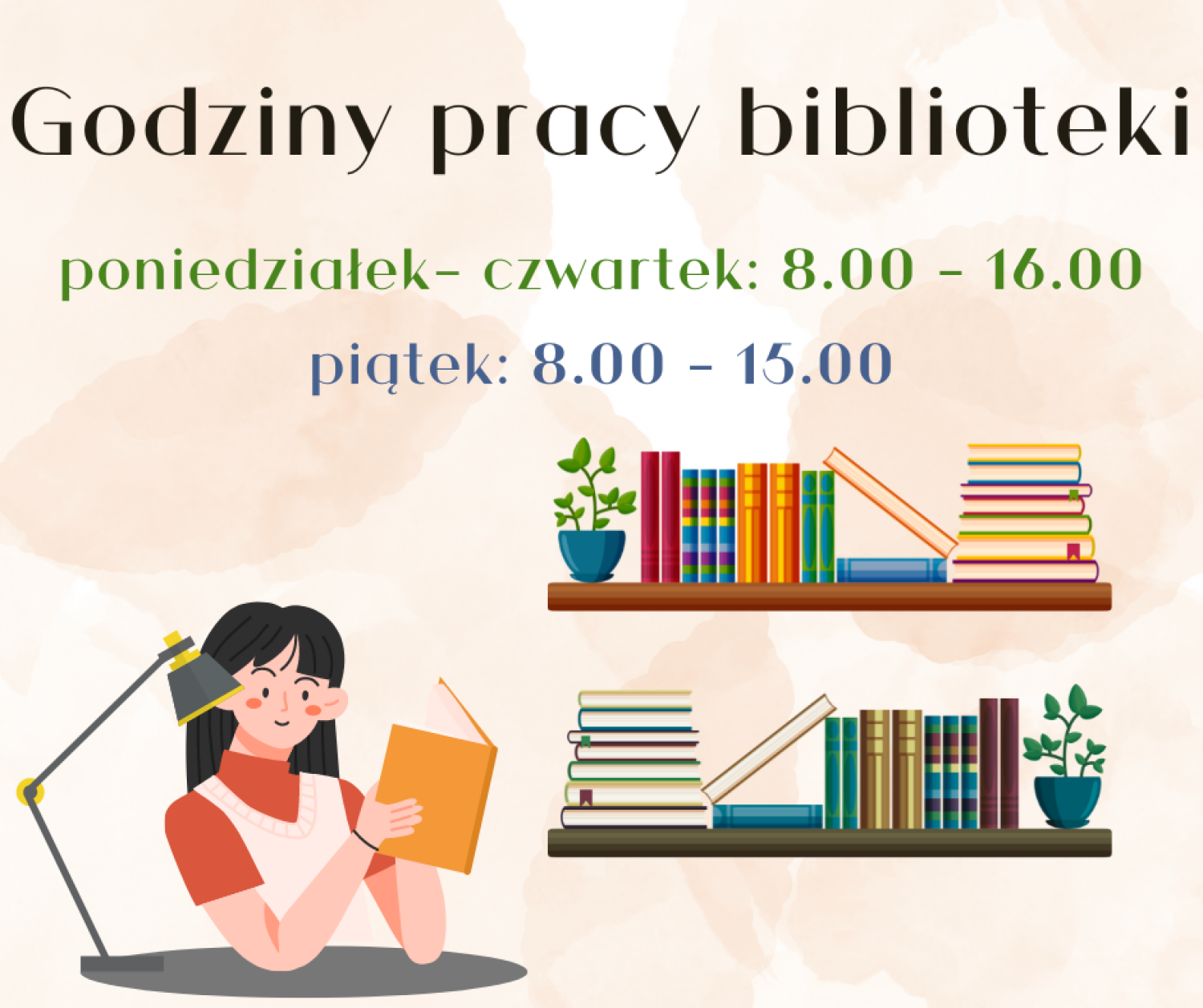 Godziny pracy biblioteki szkolnej
